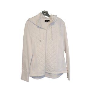 Fila quilted front, hooded, zippered white jacket